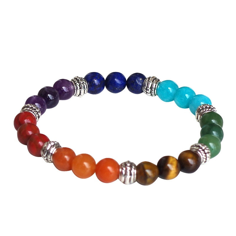 Mixed Stone 7 Chakra Charm Bracelet